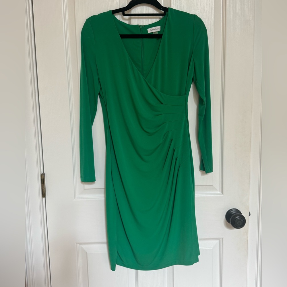 Calvin Klein Vibrant Green Long Sleeve Dress